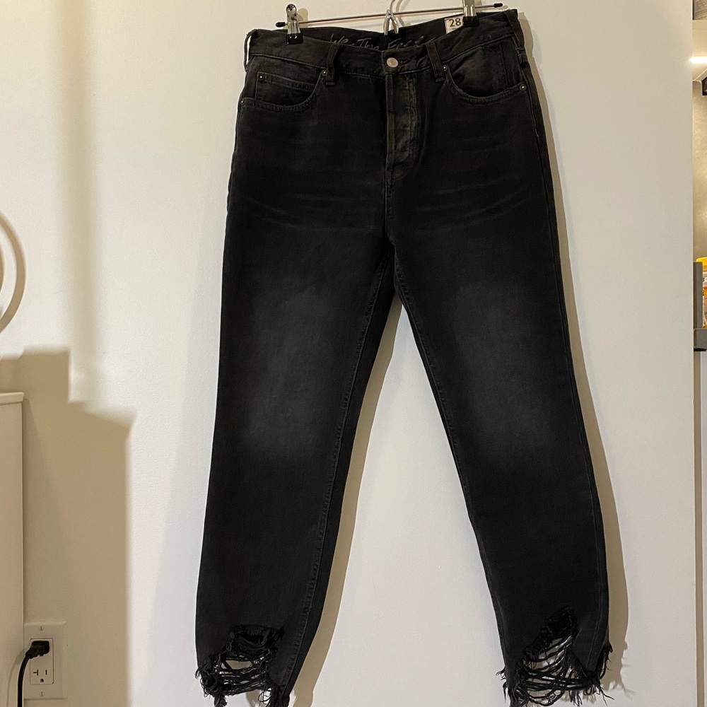 Free People Black Frayed Jeans